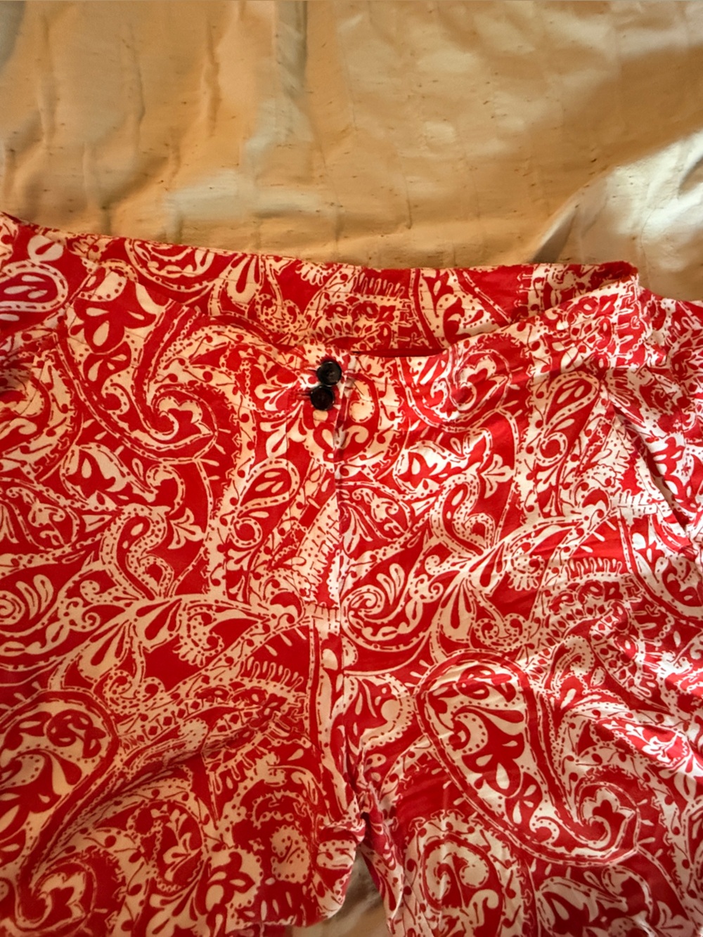 LOFT Orange and White Paisley Wide-Leg Pants - Picture 4 of 5